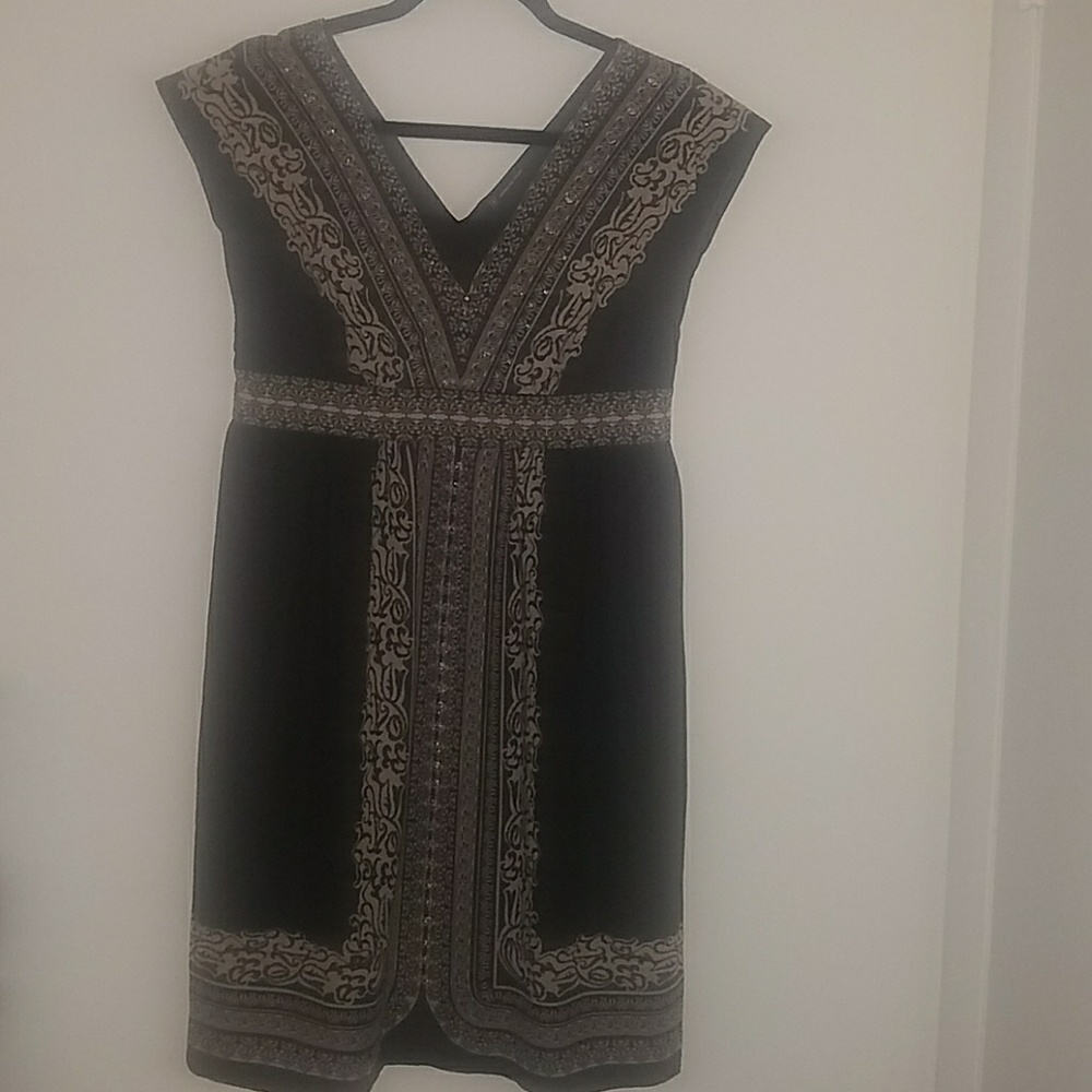 [INC] International Concepts Blk/Crm V-Neck Dress